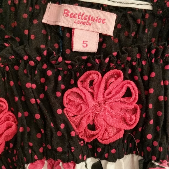 Girls feminine sundress in pink, black & white - Picture 2 of 5